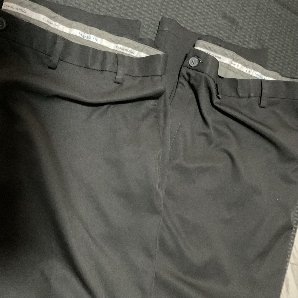 Lot of 2 Haggar Cool 18 Pro Dress Pants Mens 48x30 Black Classic Fit Flat Front - Picture 2 of 9
